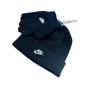 NWT‎ AUTHENTIC NIKE FUTURA BEANIE HAT AND GLOVES SET FOR KIDS-BLACK 4-7